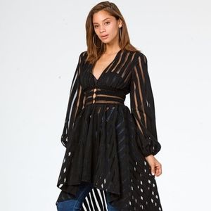 Elegant Black Sheer Women's Top